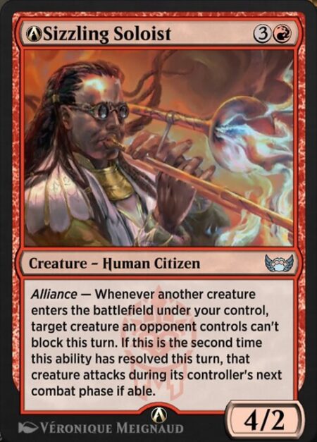 A-Sizzling Soloist - Alliance — Whenever another creature enters the battlefield under your control