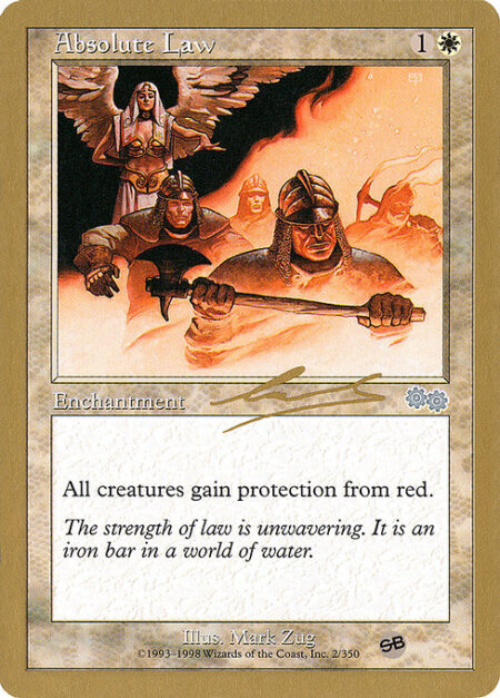 Absolute Law - All creatures have protection from red.