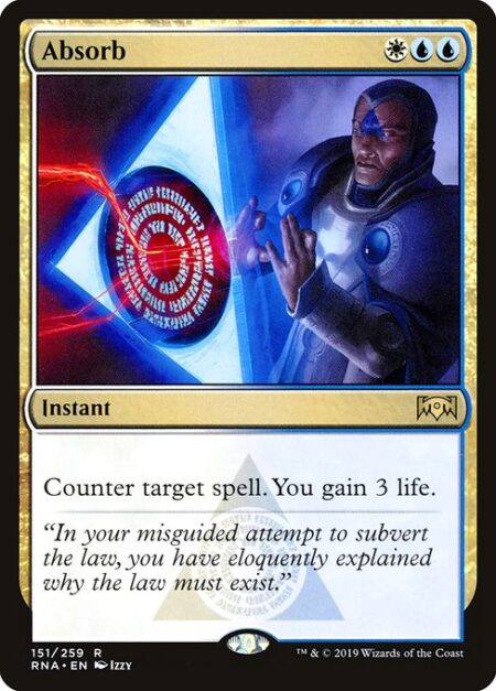 Absorb - Counter target spell. You gain 3 life.