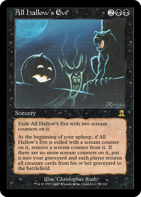 All Hallow's Eve - Exile All Hallow's Eve with two scream counters on it.