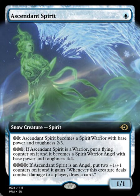 Ascendant Spirit - {S}{S}: Ascendant Spirit becomes a Spirit Warrior with base power and toughness 2/3.