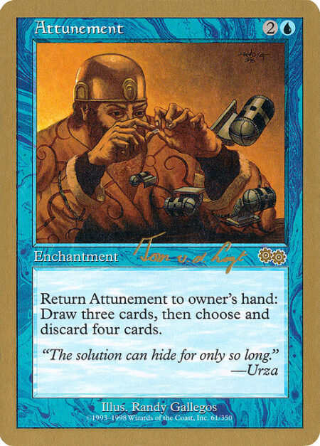 Attunement - Return Attunement to its owner's hand: Draw three cards