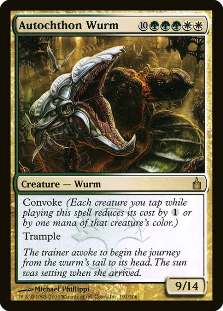 Autochthon Wurm - Convoke (Your creatures can help cast this spell. Each creature you tap while casting this spell pays for {1} or one mana of that creature's color.)