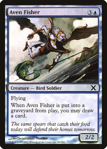 Aven Fisher - Flying (This creature can't be blocked except by creatures with flying or reach.)