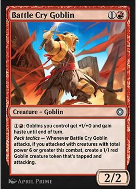 Battle Cry Goblin - {1}{R}: Goblins you control get +1/+0 and gain haste until end of turn.