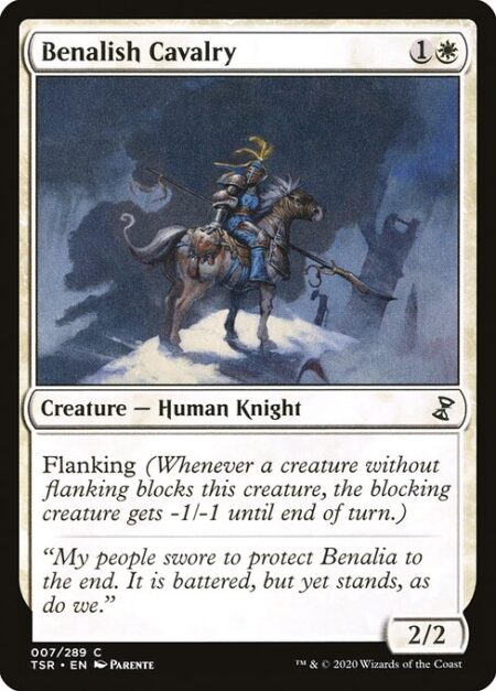 Benalish Cavalry - Flanking (Whenever a creature without flanking blocks this creature