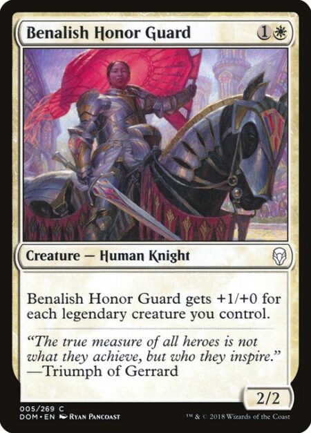 Benalish Honor Guard - Benalish Honor Guard gets +1/+0 for each legendary creature you control.