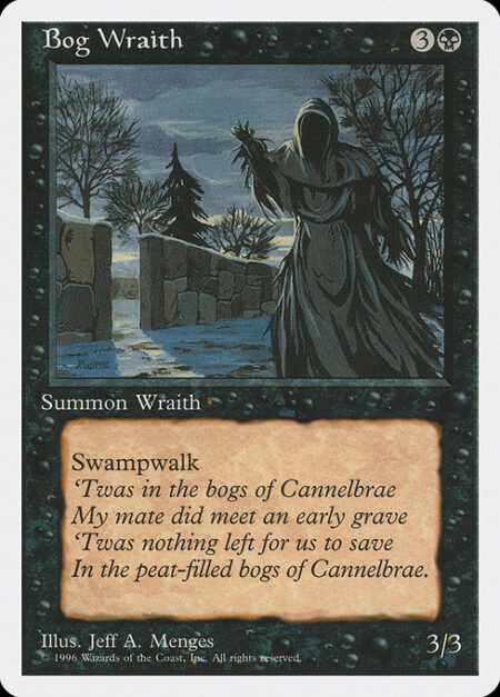 Bog Wraith - Swampwalk (This creature can't be blocked as long as defending player controls a Swamp.)
