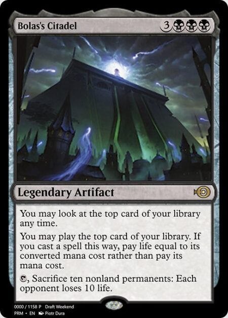 Bolas's Citadel - You may look at the top card of your library any time.