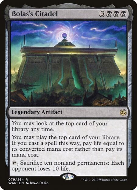 Bolas's Citadel - You may look at the top card of your library any time.