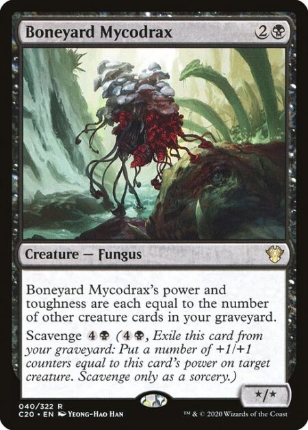 Boneyard Mycodrax - Boneyard Mycodrax's power and toughness are each equal to the number of other creature cards in your graveyard.