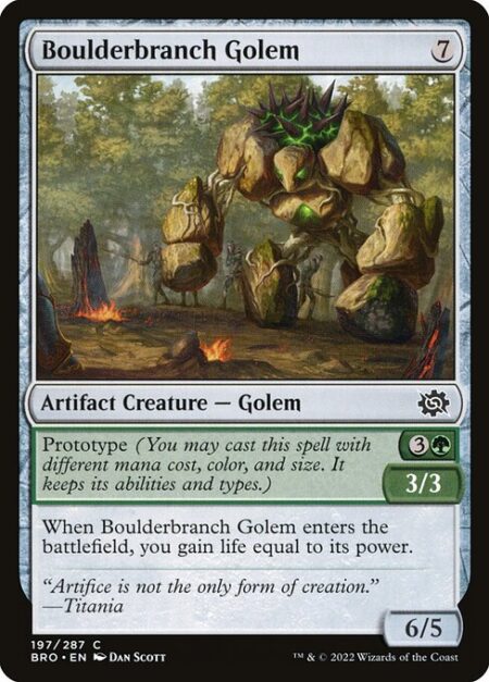 Boulderbranch Golem - Prototype {3}{G} — 3/3 (You may cast this spell with different mana cost