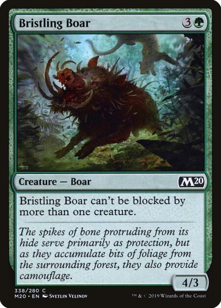 Bristling Boar - Bristling Boar can't be blocked by more than one creature.