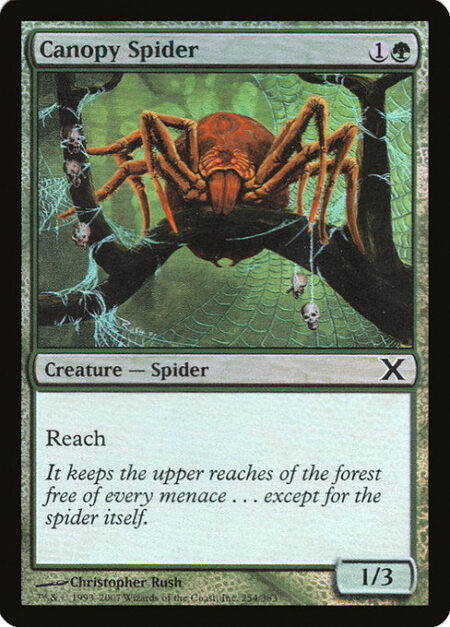 Canopy Spider - Reach (This creature can block creatures with flying.)