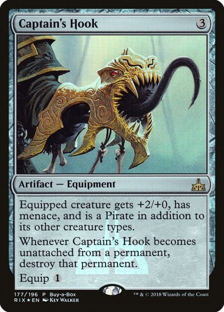 Captain's Hook - Equipped creature gets +2/+0