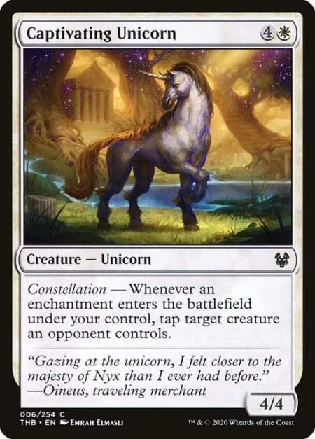 Captivating Unicorn - Constellation — Whenever an enchantment enters the battlefield under your control