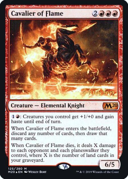 Cavalier of Flame - {1}{R}: Creatures you control get +1/+0 and gain haste until end of turn.