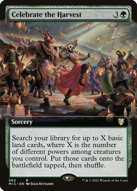 Celebrate the Harvest - Search your library for up to X basic land cards