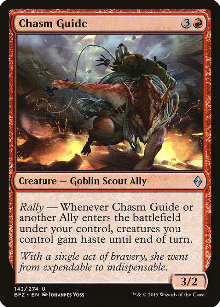 Chasm Guide - Rally — Whenever Chasm Guide or another Ally enters the battlefield under your control
