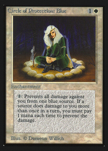 Circle of Protection: Blue - {1}: The next time a blue source of your choice would deal damage to you this turn