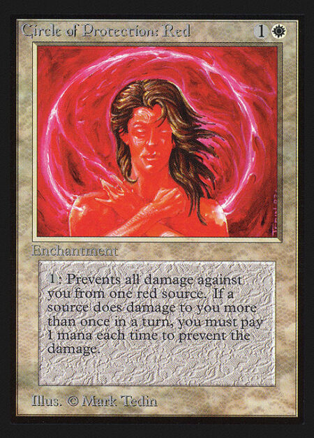 Circle of Protection: Red - {1}: The next time a red source of your choice would deal damage to you this turn