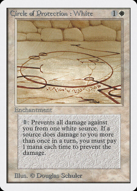 Circle of Protection: White - {1}: The next time a white source of your choice would deal damage to you this turn