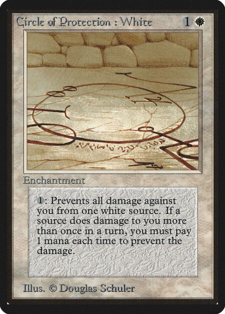 Circle of Protection: White - {1}: The next time a white source of your choice would deal damage to you this turn