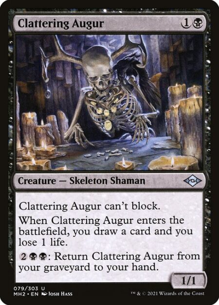 Clattering Augur - Clattering Augur can't block.