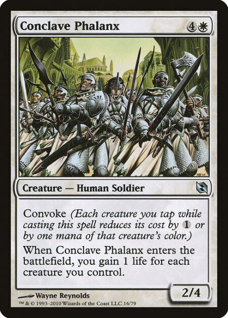 Conclave Phalanx - Convoke (Your creatures can help cast this spell. Each creature you tap while casting this spell pays for {1} or one mana of that creature's color.)