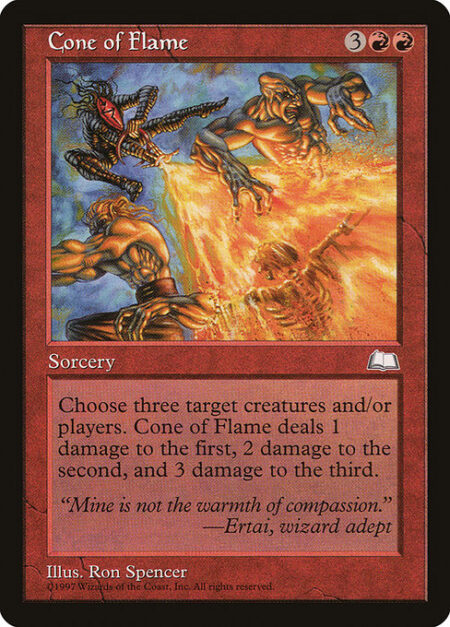 Cone of Flame - Cone of Flame deals 1 damage to any target