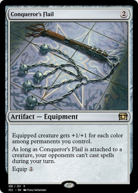 Conqueror's Flail - Equipped creature gets +1/+1 for each color among permanents you control.