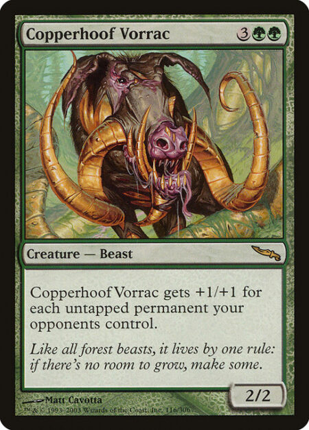 Copperhoof Vorrac - Copperhoof Vorrac gets +1/+1 for each untapped permanent your opponents control.