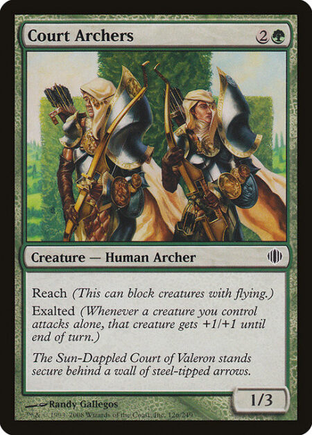 Court Archers - Reach (This creature can block creatures with flying.)