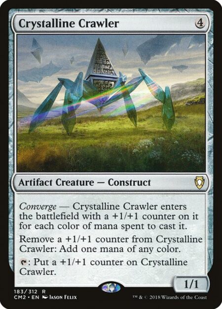 Crystalline Crawler - Converge — Crystalline Crawler enters the battlefield with a +1/+1 counter on it for each color of mana spent to cast it.