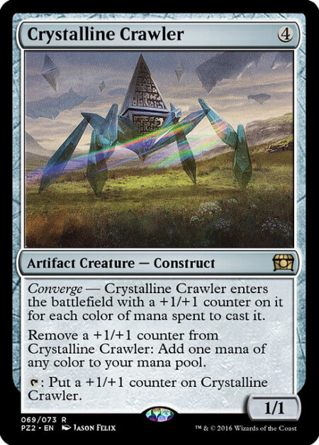 Crystalline Crawler - Converge — Crystalline Crawler enters the battlefield with a +1/+1 counter on it for each color of mana spent to cast it.