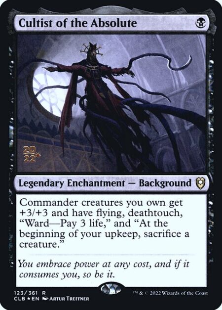Cultist of the Absolute - Commander creatures you own get +3/+3 and have flying