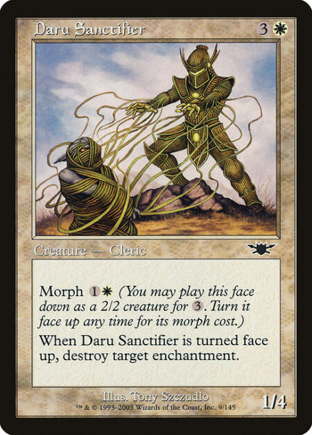 Daru Sanctifier - Morph {1}{W} (You may cast this card face down as a 2/2 creature for {3}. Turn it face up any time for its morph cost.)