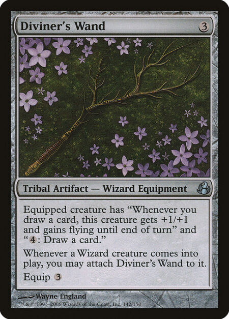 Diviner's Wand - Equipped creature has "Whenever you draw a card