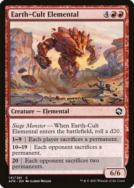 Earth-Cult Elemental - Siege Monster — When Earth-Cult Elemental enters