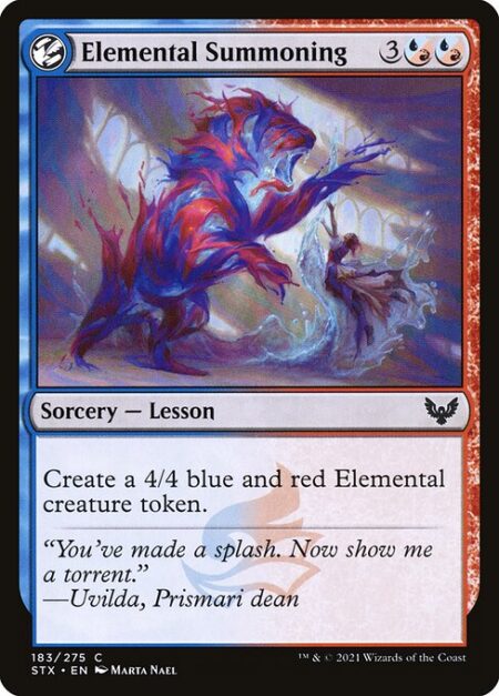 Elemental Summoning - Create a 4/4 blue and red Elemental creature token.