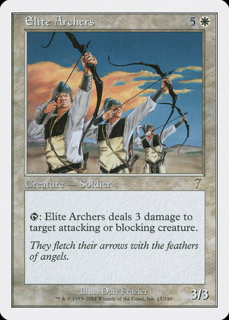 Elite Archers - {T}: Elite Archers deals 3 damage to target attacking or blocking creature.