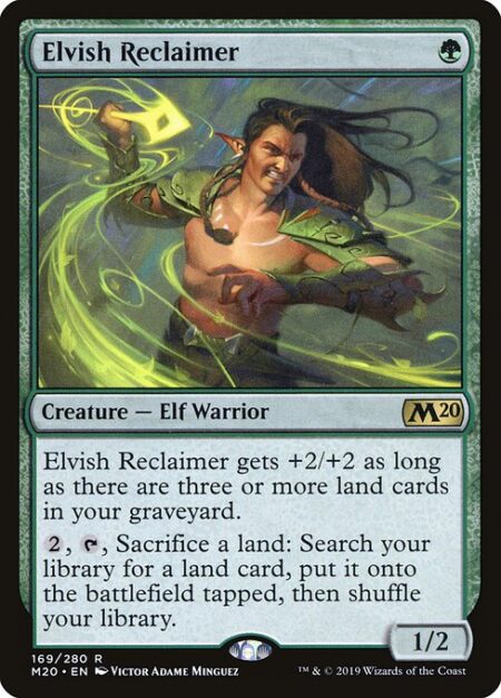 Elvish Reclaimer - Elvish Reclaimer gets +2/+2 as long as there are three or more land cards in your graveyard.