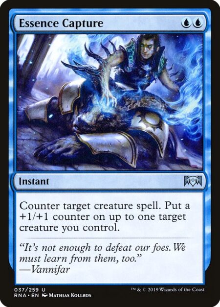 Essence Capture - Counter target creature spell. Put a +1/+1 counter on up to one target creature you control.