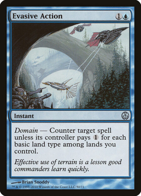 Evasive Action - Domain — Counter target spell unless its controller pays {1} for each basic land type among lands you control.