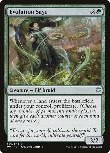 Evolution Sage - Landfall — Whenever a land enters the battlefield under your control