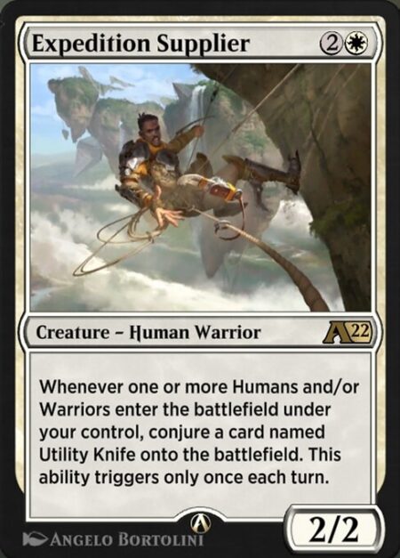 Expedition Supplier - Whenever one or more Humans and/or Warriors enter the battlefield under your control