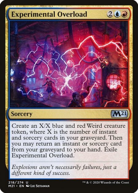 Experimental Overload - Create an X/X blue and red Weird creature token