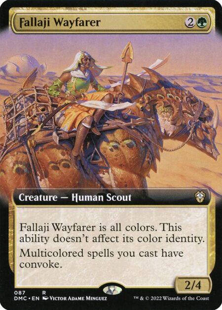 Fallaji Wayfarer - Fallaji Wayfarer is all colors. This ability doesn't affect its color identity. (It can be in any deck whose commander's color identity includes green.)