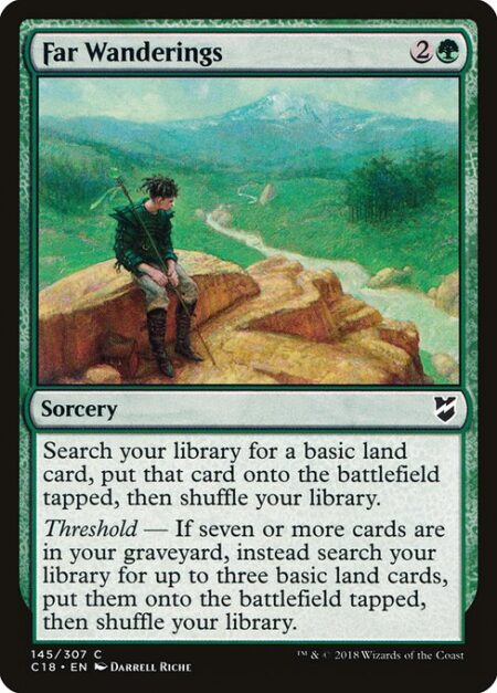 Far Wanderings - Search your library for a basic land card