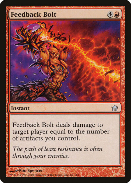 Feedback Bolt - Feedback Bolt deals damage to target player or planeswalker equal to the number of artifacts you control.